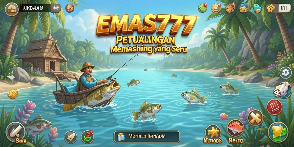 Tampilan menarik dari gameplay EMAS777 saat pemain menangkap ikan.