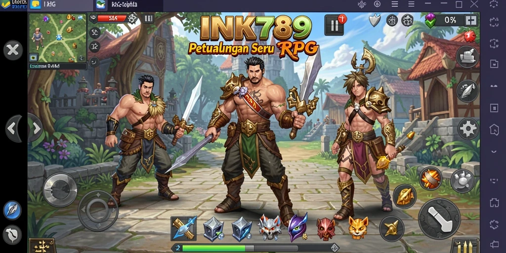 Tangkapan layar gameplay INK789 yang menampilkan aksi pertempuran seru di dunia RPG.