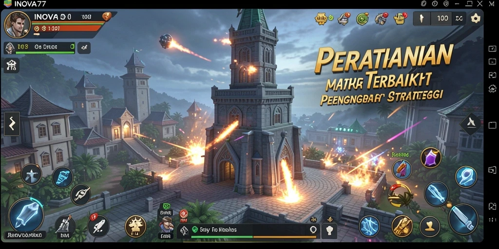 Tampilan gameplay menantang di INOVA77 menara pertahanan.