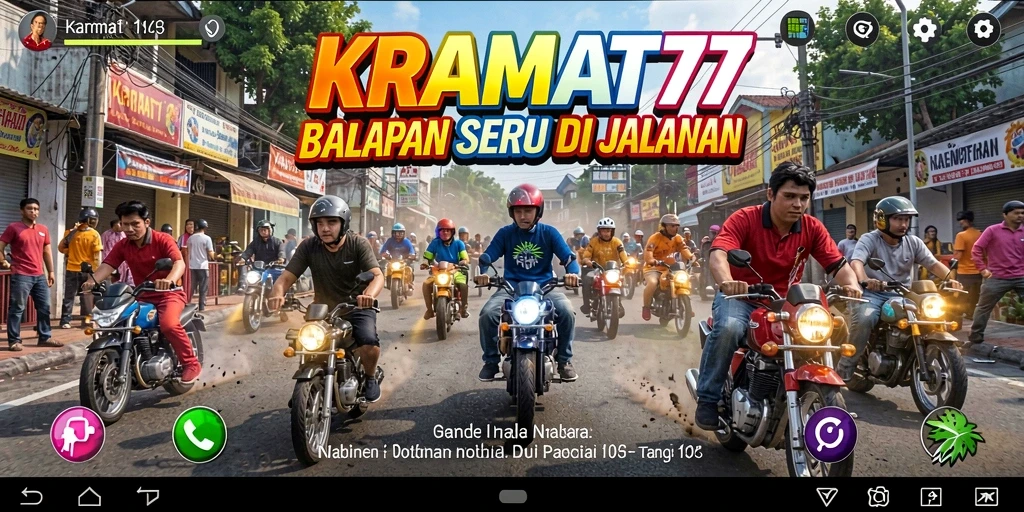 Tampilan gameplay seru dalam balapan KRAMAT77 di lintasan yang menantang.