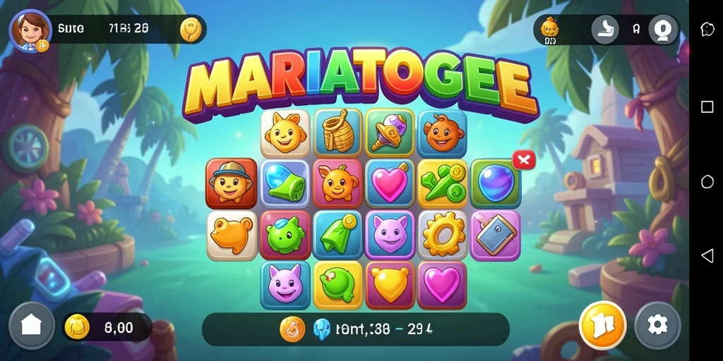 Tangkapan layar gameplay MARIATOGEL yang menampilkan momen mencocokkan elemen.