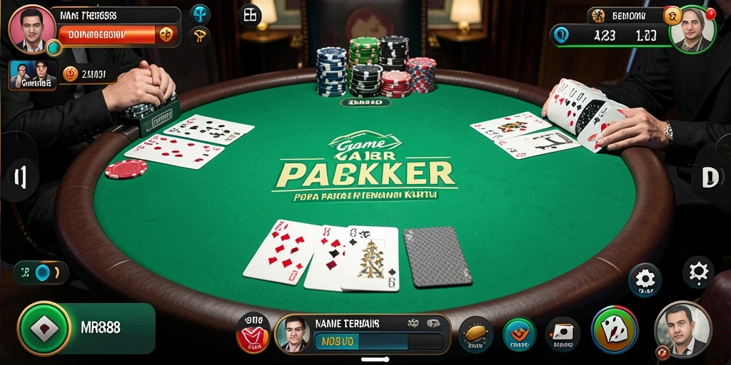 Tampilan gameplay Poker MR888 yang intens dan menegangkan.