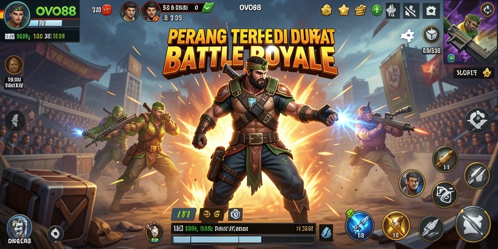 Screenshot OVO88 menampilkan aksi seru dalam permainan Battle Royale.