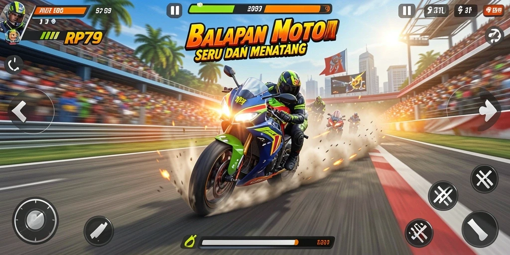 Mainkan RP79 dengan aksi balapan motor yang mendebarkan.