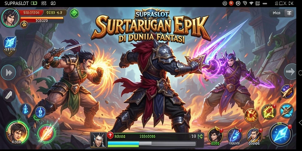 Tampilan gameplay epik dalam SUPRASLOT dengan karakter hebat.