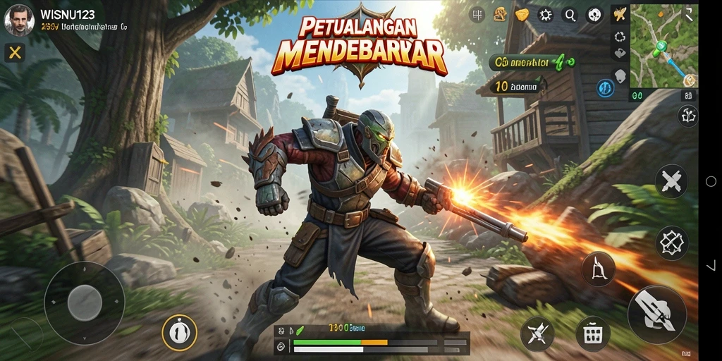 Tangkapan layar dari gameplay mendebarkan WISNU123.